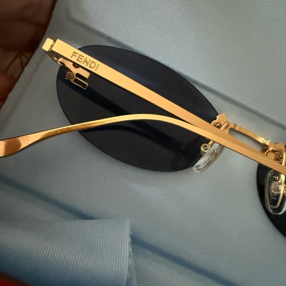 Fendi Sunglasses with Dark Blue Lenses and Gold Frame - Picture 4 of 8